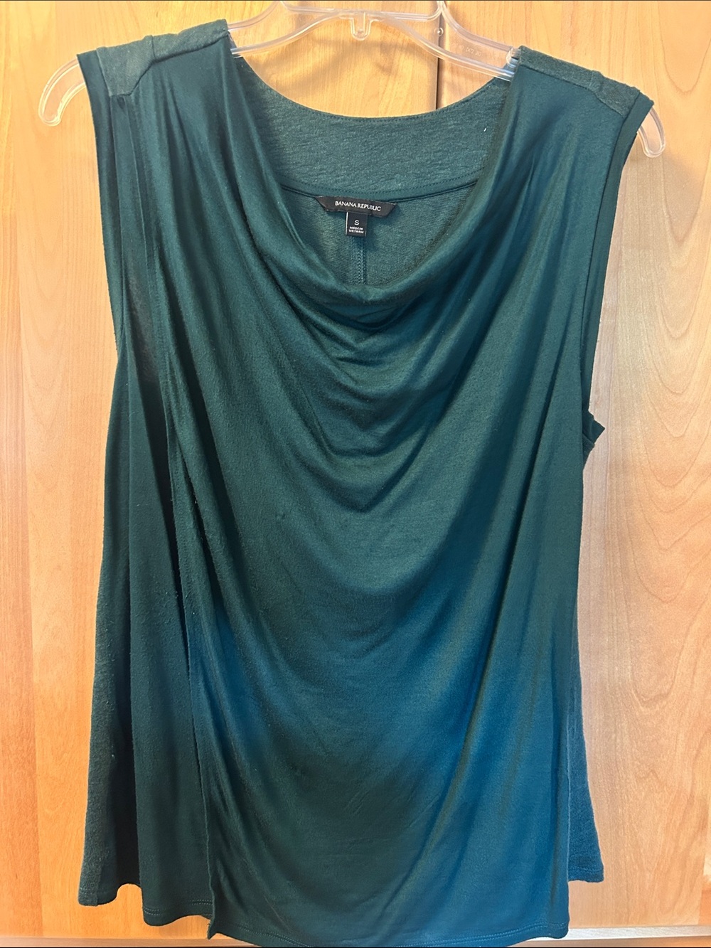 Banana Republic Forest Green Sleeveless Drape Front Top